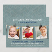 Drie foto's op Twine - Verjaardagsfeestuitnodiging Kaart (Voorkant / Achterkant)