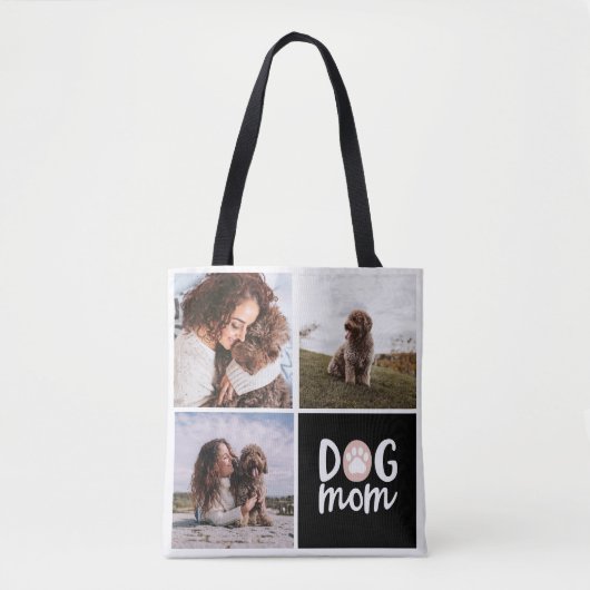 Drie foto's Pawprint Dog Mam Canvas tas (Voorkant)