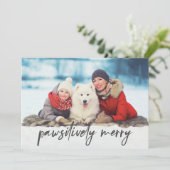Drie foto's Pet Gezegde Pawsitive Merry Feestdagenkaart (Staand voorkant)