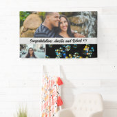 Drie foto's plus aangepaste congratulatie tekst spandoek (Insitu)