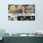 Drie foto's plus aangepaste congratulatie tekst spandoek (Beurs)