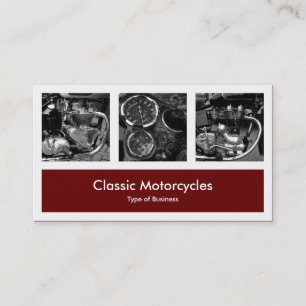 Drie foto's plus één - donkere maroon visitekaartje