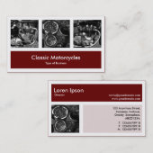 Drie foto's plus één - donkere maroon visitekaartje (Voorkant / Achterkant)