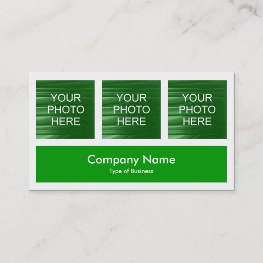 Drie foto's plus één - groen gras visitekaartje (Voorkant)