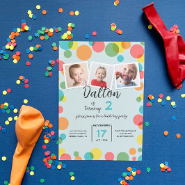 Drie foto's Polka Dots Elke Verjaardag Kaart