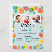 Drie foto's polka stippen verjaardagsfeestje elke kaart (Voorkant)