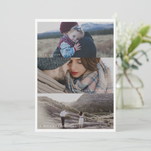 Drie foto's prettige feestdagen feestdagenkaart (Staand voorkant)