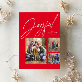 Drie foto's rood kerstfeest feestdagenkaart