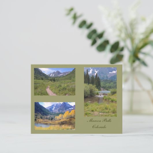 Drie Foto's van de Maroon Bells Briefkaart (Staand voorkant)