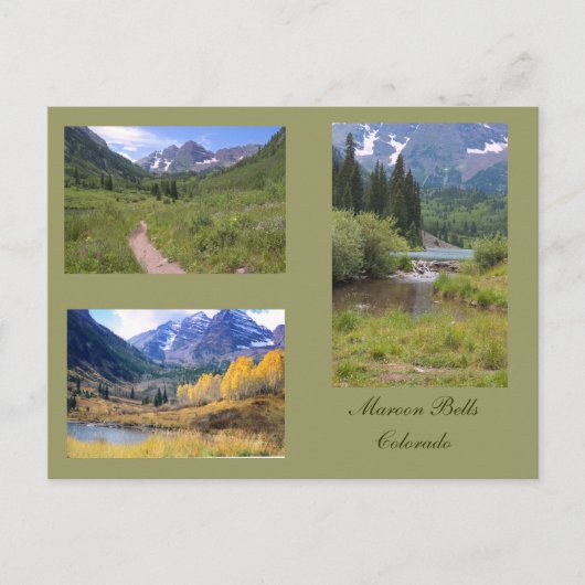 Drie Foto's van de Maroon Bells Briefkaart (Voorkant)