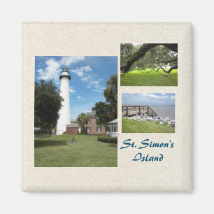 Drie foto's van de Sjabloon van St. Simons Island Magneet