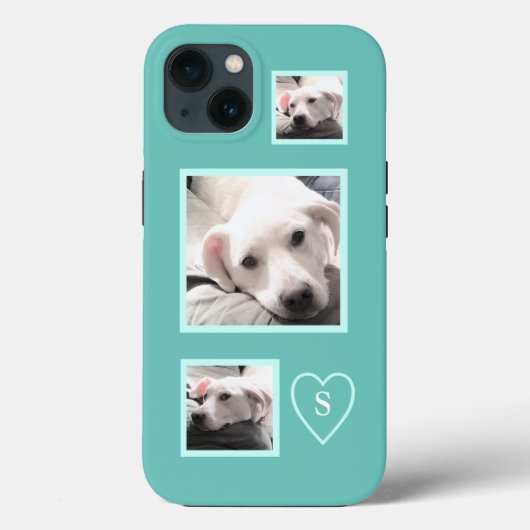 Drie foto's van getitreerde witte pap-hond blauw Case-Mate iPhone case (Achterkant)