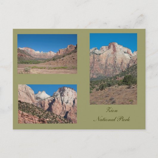 Drie foto's van het Nationaal Park Zion Briefkaart (Voorkant)