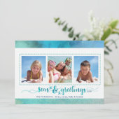 Drie foto's van Tropische SEAson Feestdagenkaart (Staand voorkant)