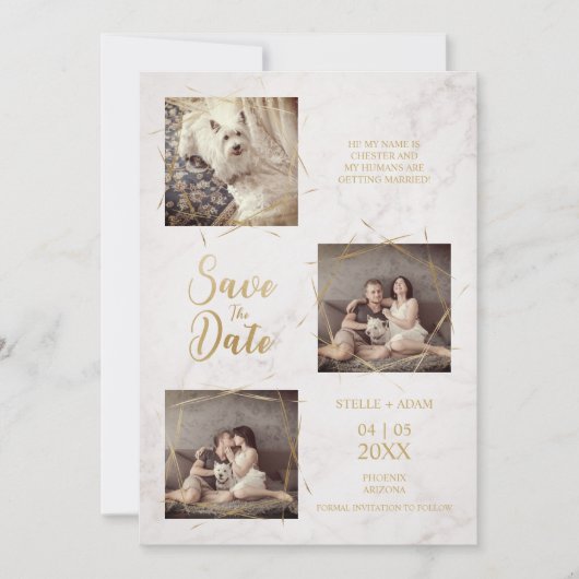 Drie foto's Verloving bekendmaking Faux Marble (Voorkant)