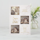 Drie foto's Verloving bekendmaking Faux Marble (Staand voorkant)