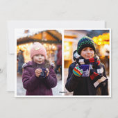 Drie foto's verticaal rood script kerstmis feestdagenkaart (Achterkant)