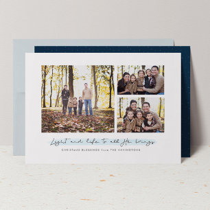 Drie foto's voor licht en leven feestdagenkaart