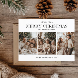 Drie foto's Vrolijk Kerstfeest en Gelukkig Nieuwja Briefkaart