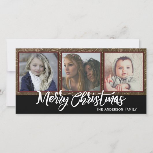 Drie foto's Vrolijk Kerstfeest Feestdagenkaart (Voorkant)