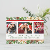 Drie foto's watercolor botanische kerstkaart (Staand voorkant)