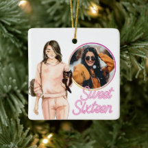Drie FOTO'Sweet Sixteen Trendy Girl Kerstmis