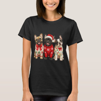 Drie Franse Bulldog Kerst Outfit T-shirt