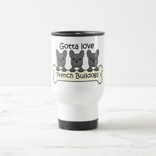 Drie Franse Bulldogs Reisbeker