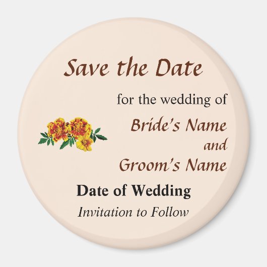 Drie Franse Goudsbloemen Save the Date Magneet (Voorkant)