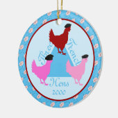 Drie Franse hennen - Aangepast jaar Keramisch Ornament (Links)