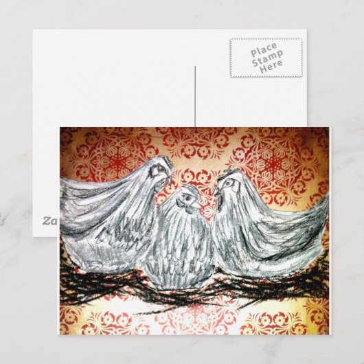 Drie Franse hennen Briefkaart (Voorkant / Achterkant)