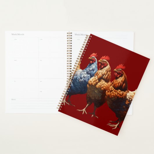 Drie-Franse-Hennen Bruin-Gevederd Planner (Display)