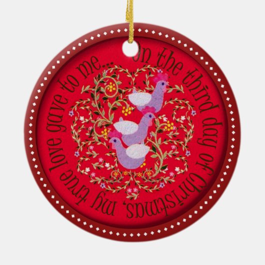 Drie Franse hennen Keramisch Ornament (Achterkant)