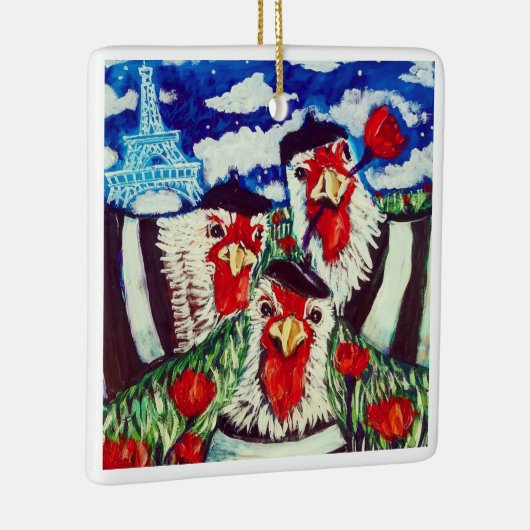 Drie Franse hennen Keramisch Ornament (Rechts)