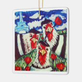 Drie Franse hennen Keramisch Ornament (Links)