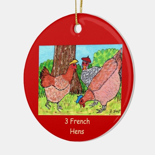 Drie Franse hennen Keramisch Ornament (Links)