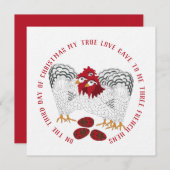 Drie Franse Hennen Kerstlied 12 Dagen Lied Feestdagenkaart (Voorkant / Achterkant)