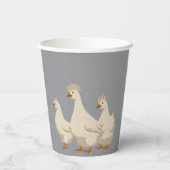 Drie Franse hennen knippen stencil-stijl 3 Papieren Bekers (Achterkant)