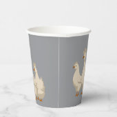 Drie Franse hennen knippen stencil-stijl 3 Papieren Bekers (Rechts)