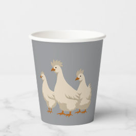 Drie Franse hennen knippen stencil-stijl 3 Papieren Bekers