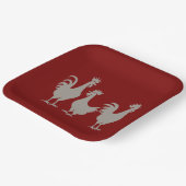 Drie Franse hennen knippen stencil-stijl 5 Papieren Bordje (Gebogen)