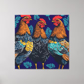 Drie Franse hennen knippen stencil-stijl Canvas Afdruk (Voorkant)