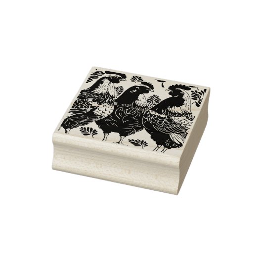 Drie Franse hennen knippen stencil-stijl Rubberstempel (Stempel)