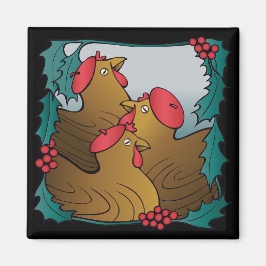 Drie Franse hennen Magneet (Voorkant)