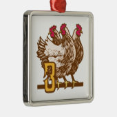 Drie Franse hennen Metalen Ornament (Rechts)