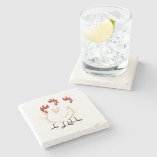 Drie Franse hennen Retro Mid-Century Cut-Out 1 Stenen Onderzetter