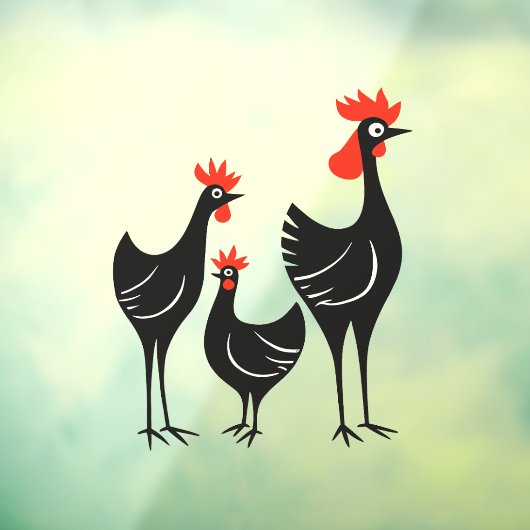 Drie Franse hennen Retro Mid-Century Cut-Out 3 Raamsticker (Vel 3)