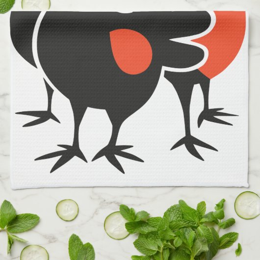 Drie Franse hennen Retro Mid-Century Cut-Out 4 Theedoek (Gevouwen)