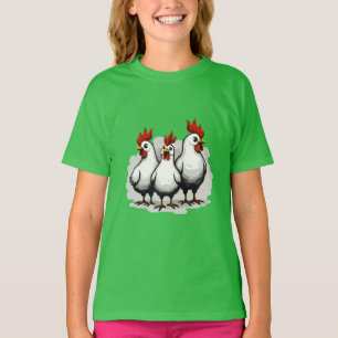 Drie Franse hennen Retro Mid-Century Cut-Out 5 T-shirt