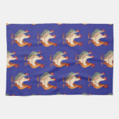 Drie Franse hennen Retro Mid-Century Cut-Out 6 Theedoek (Horizontaal)